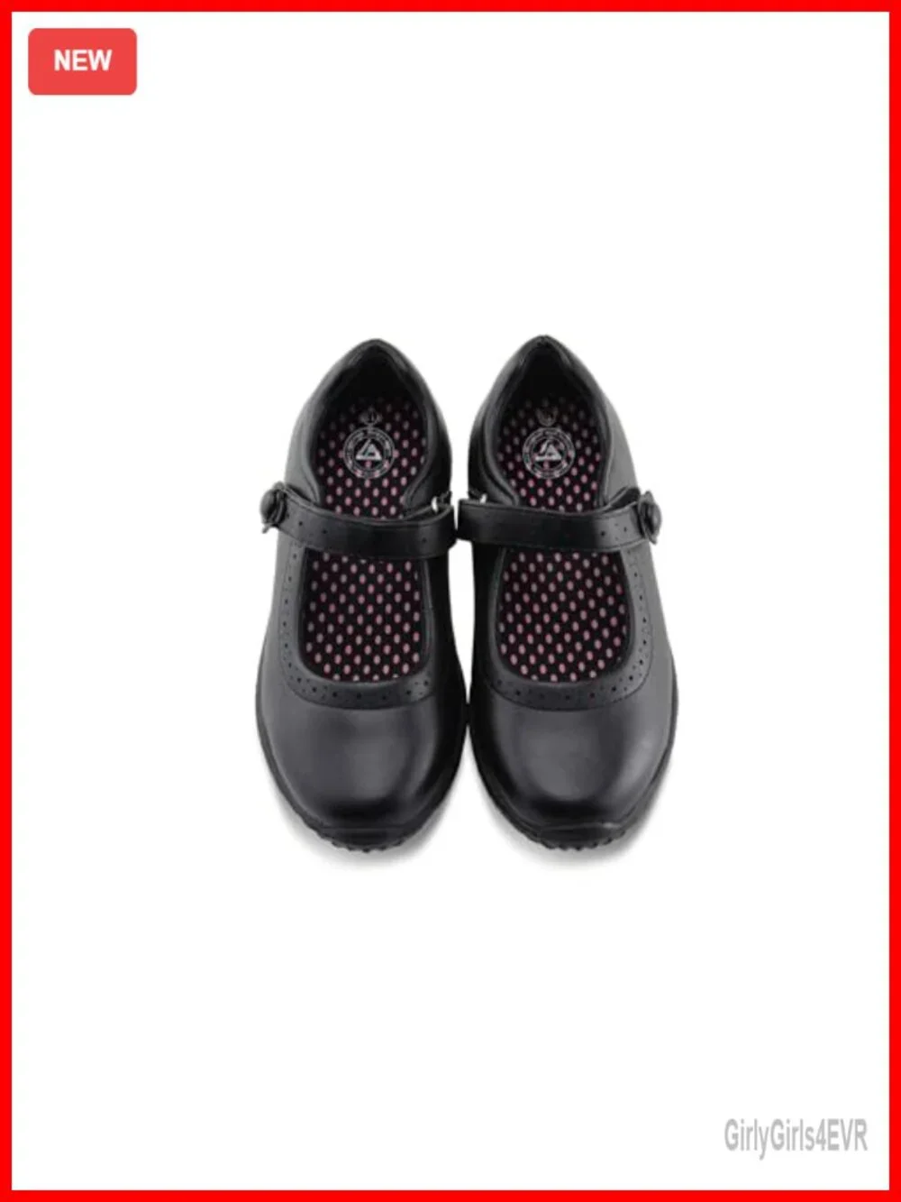 Girl's Mary Jane School Uniform Shoes, Faux Leather, Hook & Loop